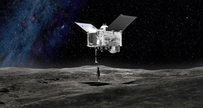 Ilustracija+na%C4%8Drtovane+operacije+sonde+Osiris+Rex+na+asteroidu+Bennu+%28foto%3AProfimedia%29